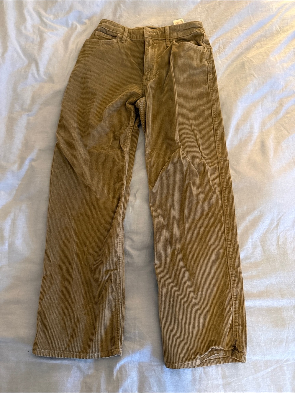 Hollister Women's Corduroy Trousers in Olive Green